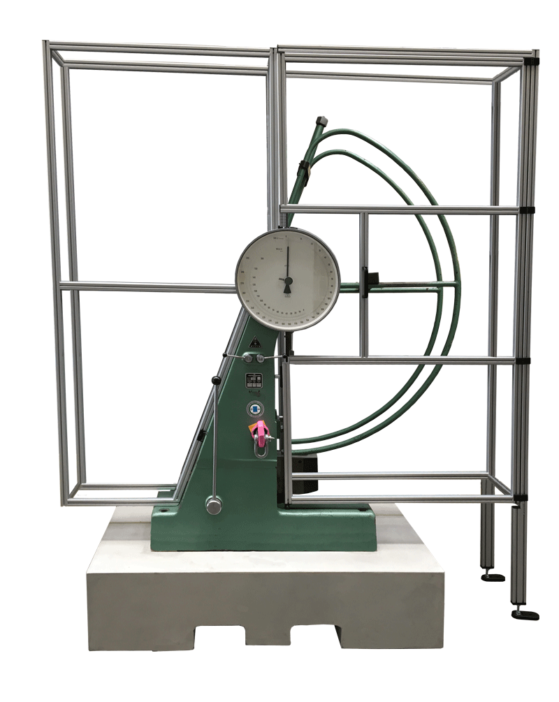 Pendulum impact tester PS 30 with enclosure and concrete foundation